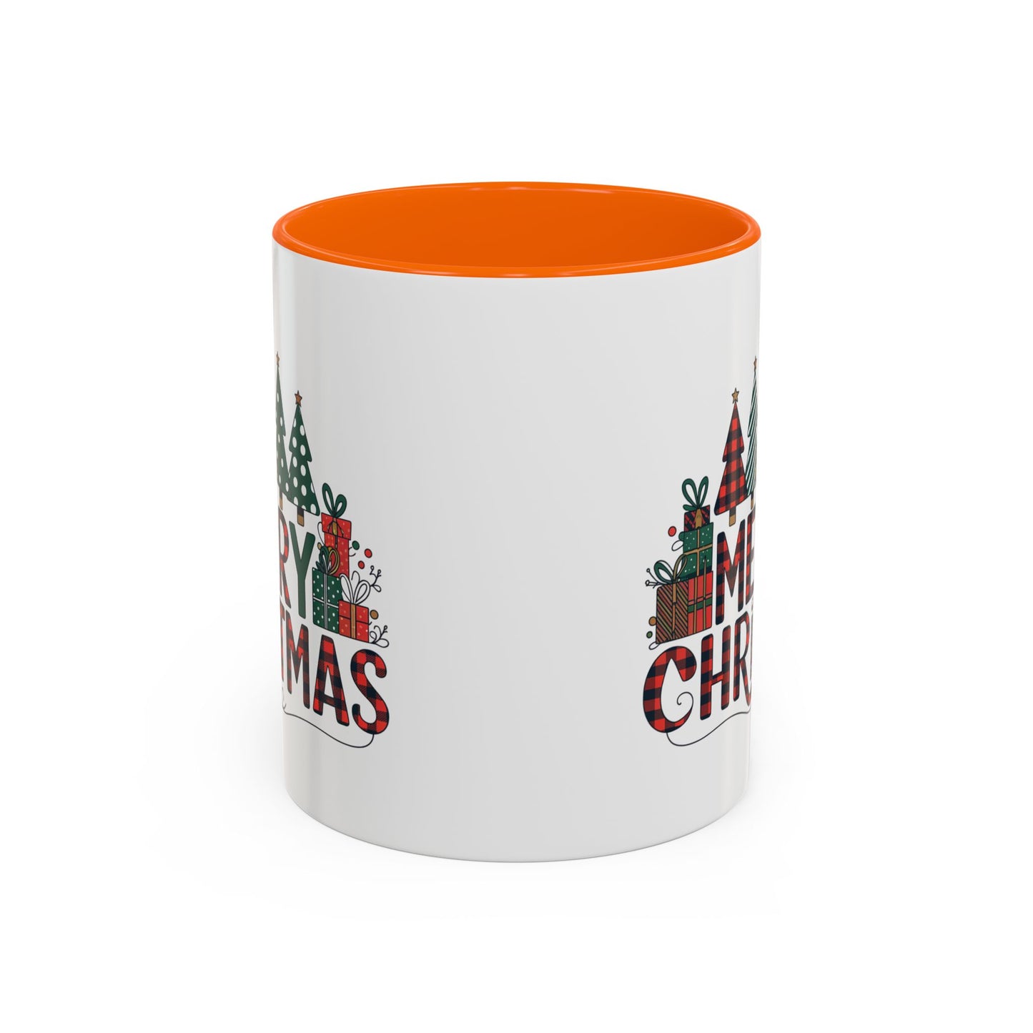 Christmas Mug - Merry Christmas Tartan Text Trees Presents