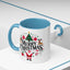 Christmas Mug - Merry Christmas Black Text Santa Reindeer Snowmen Ornaments