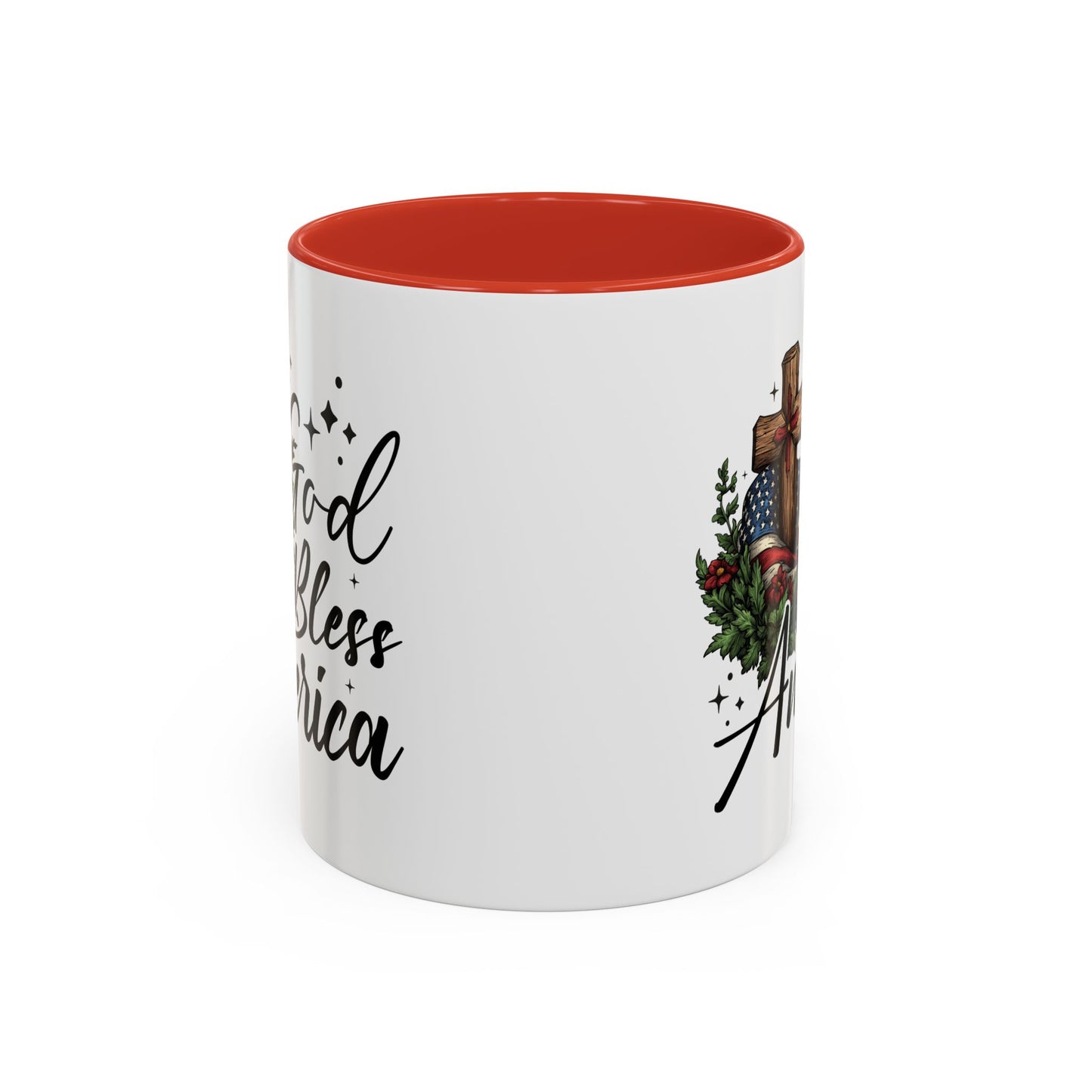 4th of July Mug - God Bless America Cross Flag
