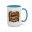 Christmas Mug - Happy Holidays White & Red Text Steam Locomotive