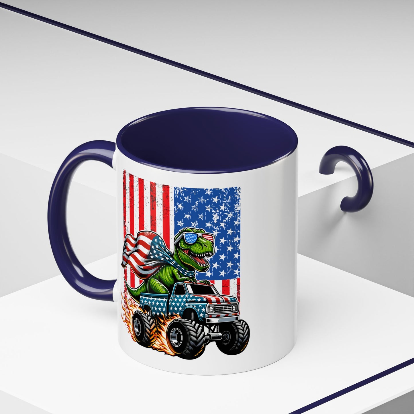4th of July Mug - T Rex Riding Monster Truck