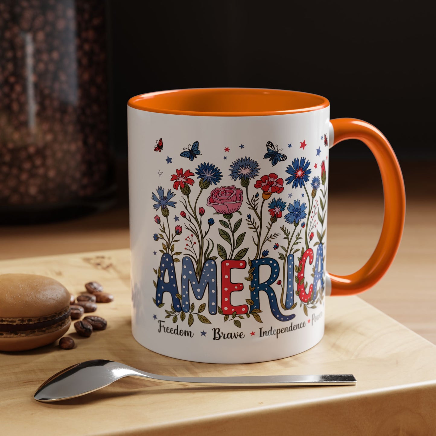 4th of July Mug - Floral America Patriotic