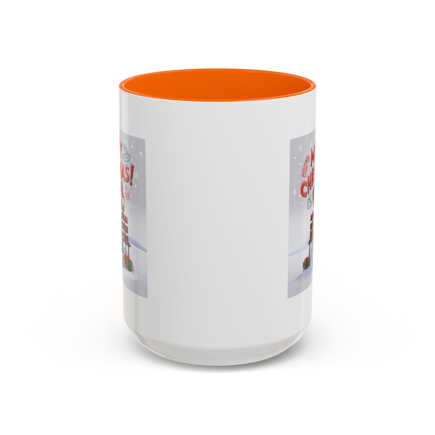 Christmas Mug - Merry Christmas Red Text Puppy Green Top