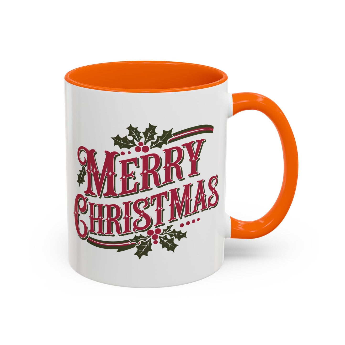 Christmas Mug - Merry Christmas Maroon & Green Text Decorations
