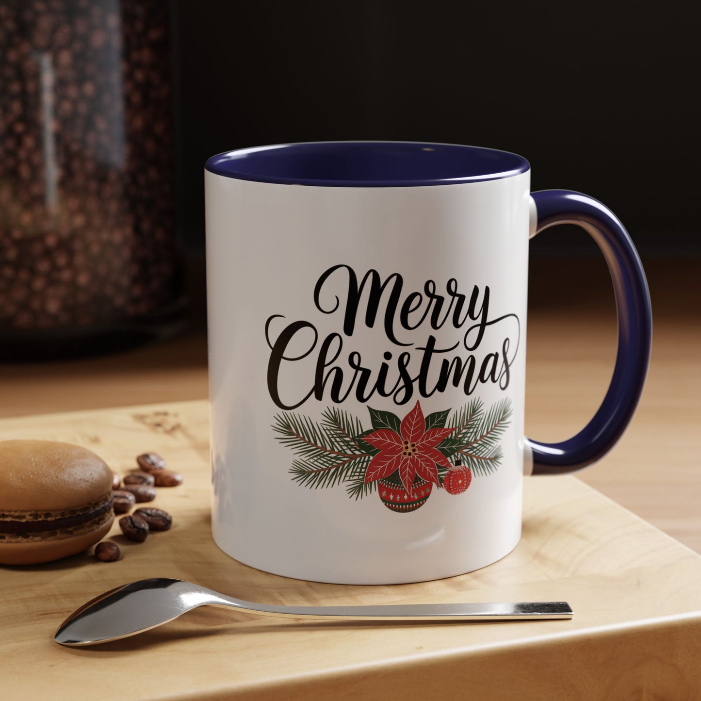 Christmas Mug - Merry Christmas Black Text Mistletoe