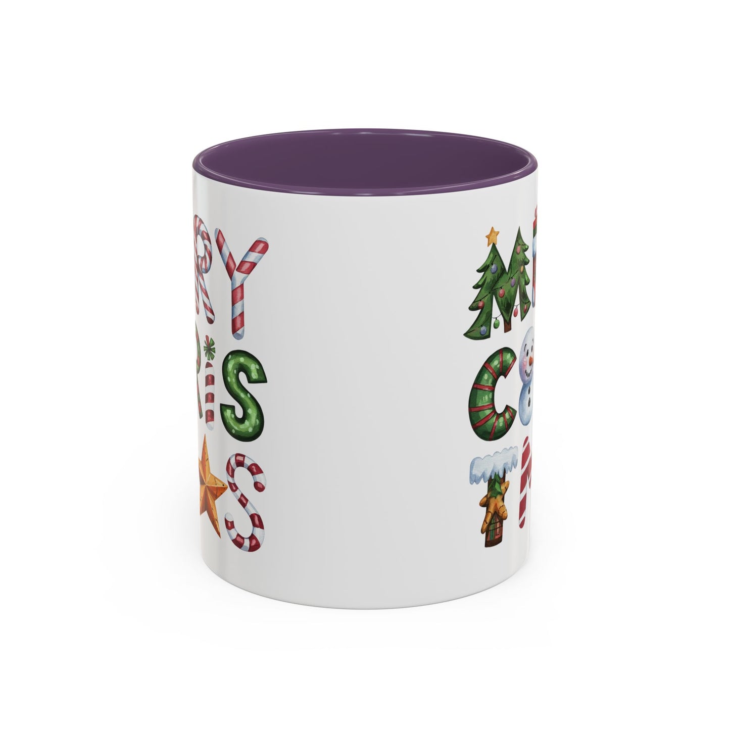 Christmas Mug - Merry Christmas Green Red & Gold Patterned Text