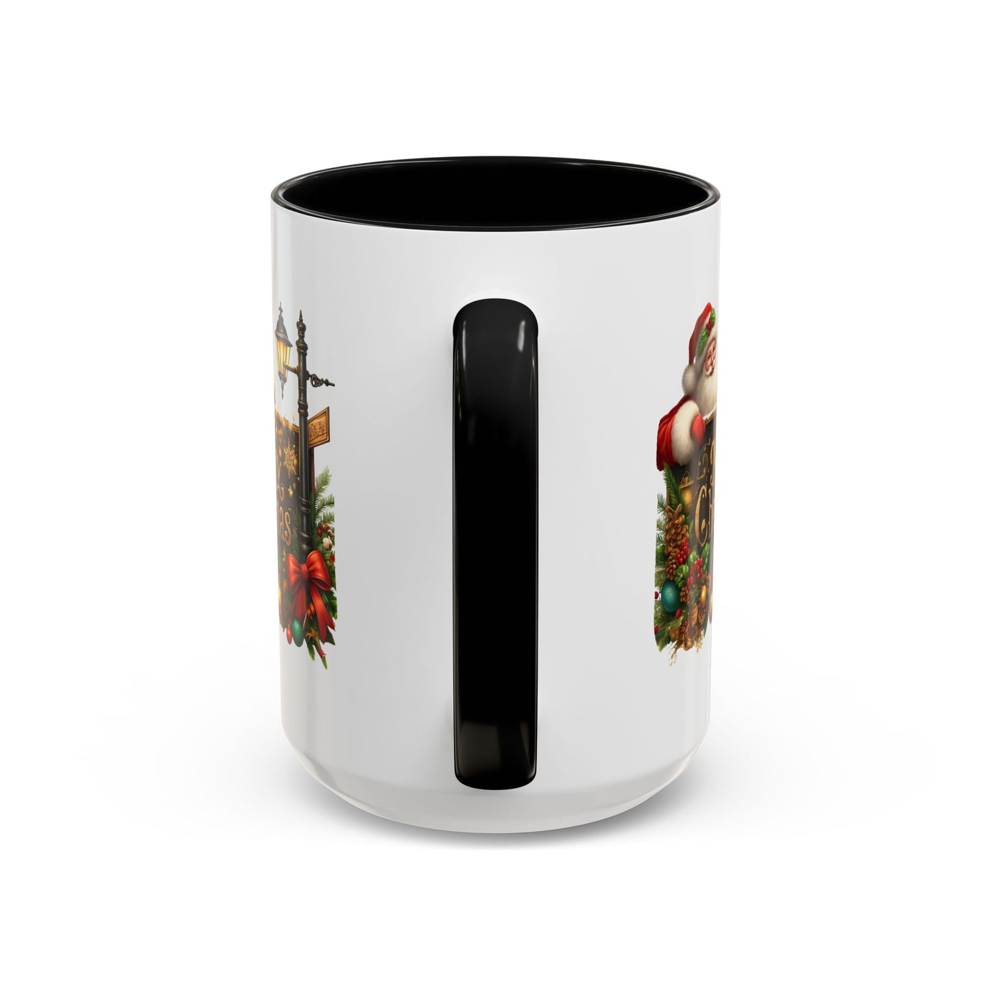 Christmas Mug - Merry Christmas Gold Text Santa Point Ornaments