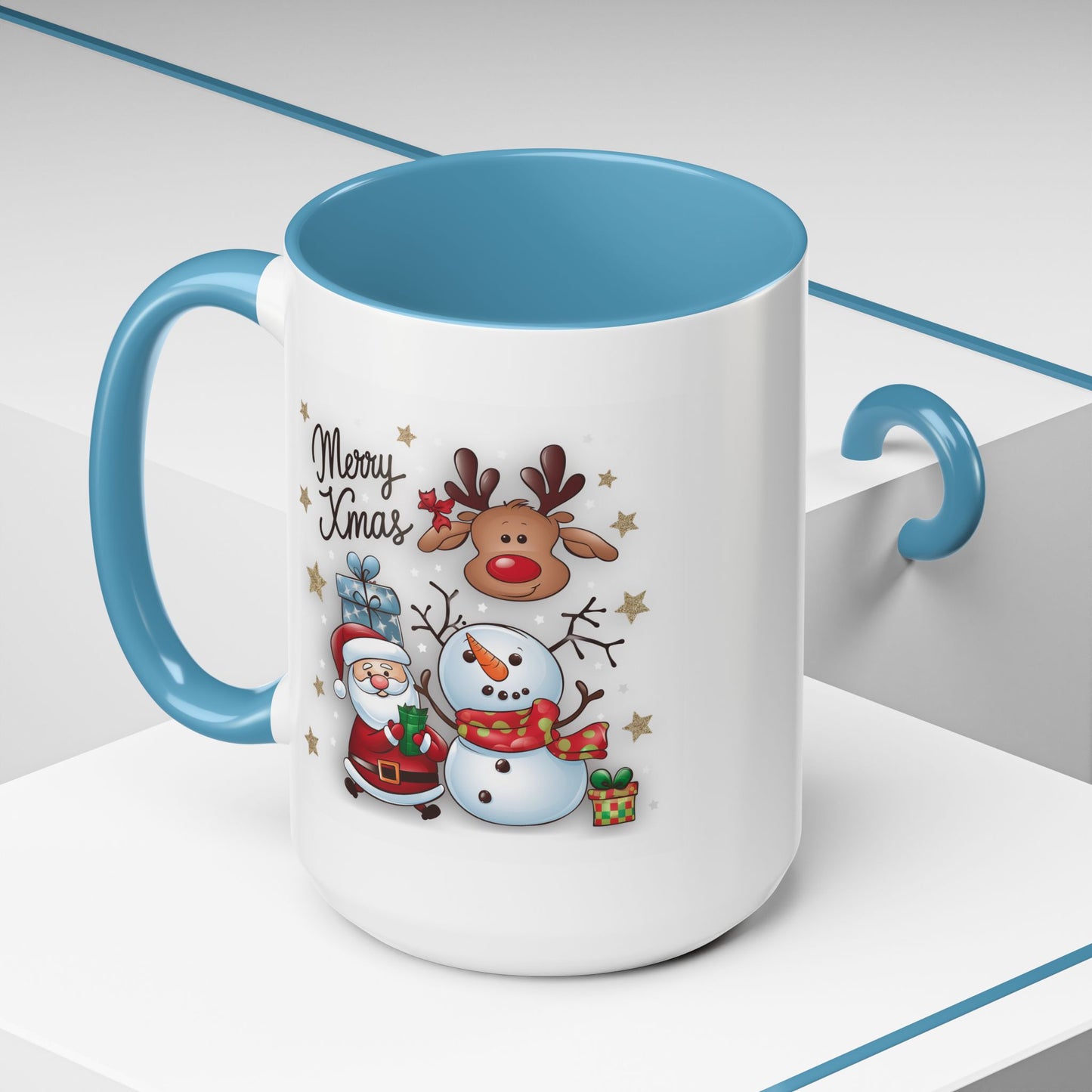 Christmas Mug - Merry Xmas Santa Snowman Reindeer