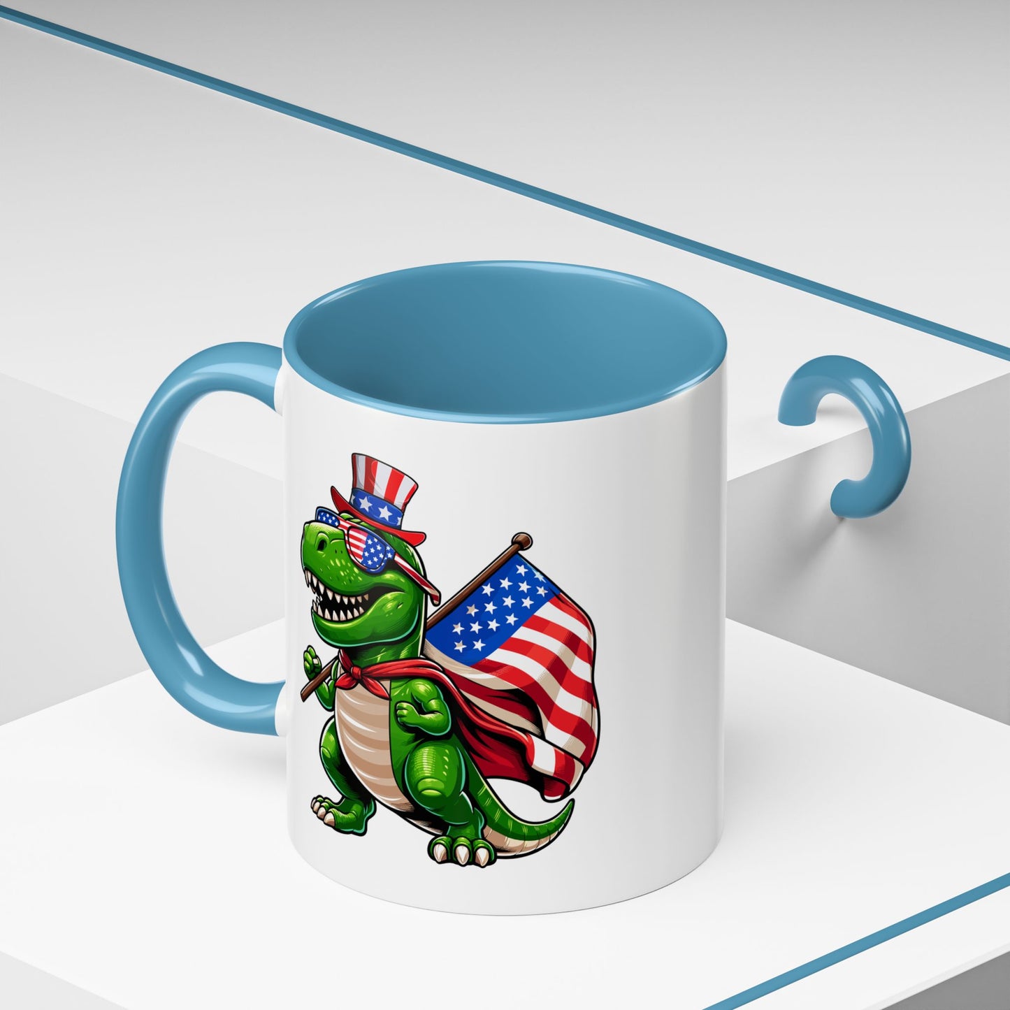 4th of July Mug - T Rex Dinosaur USA Flag