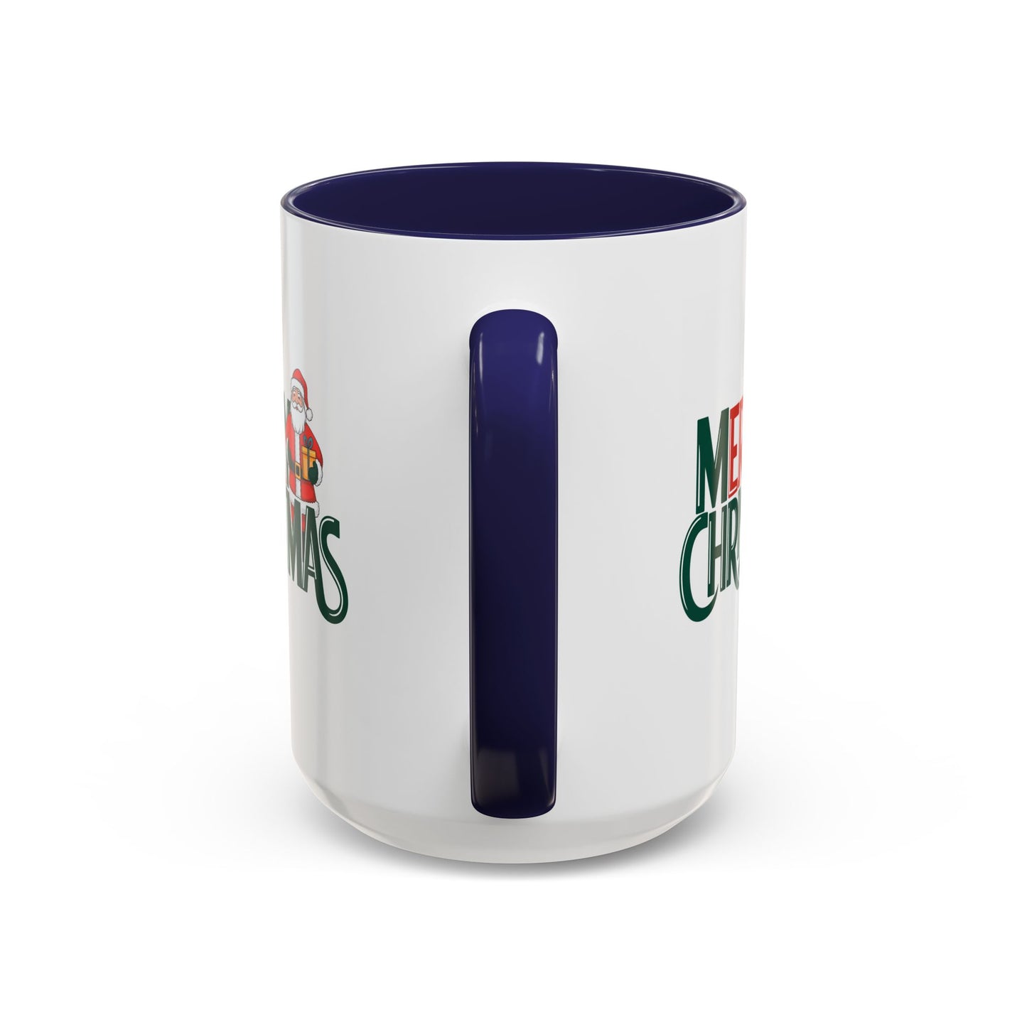 Christmas Mug - Merry Christmas Green & Red Text Santa Present