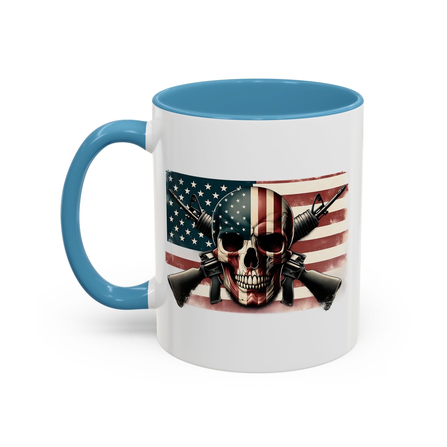 4th of July Mug - Skull Guns Flag