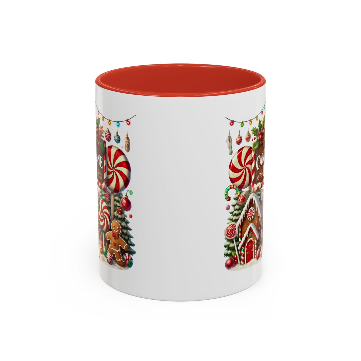 Christmas Mug - Candy Cane Lane White Text Ornaments Candy