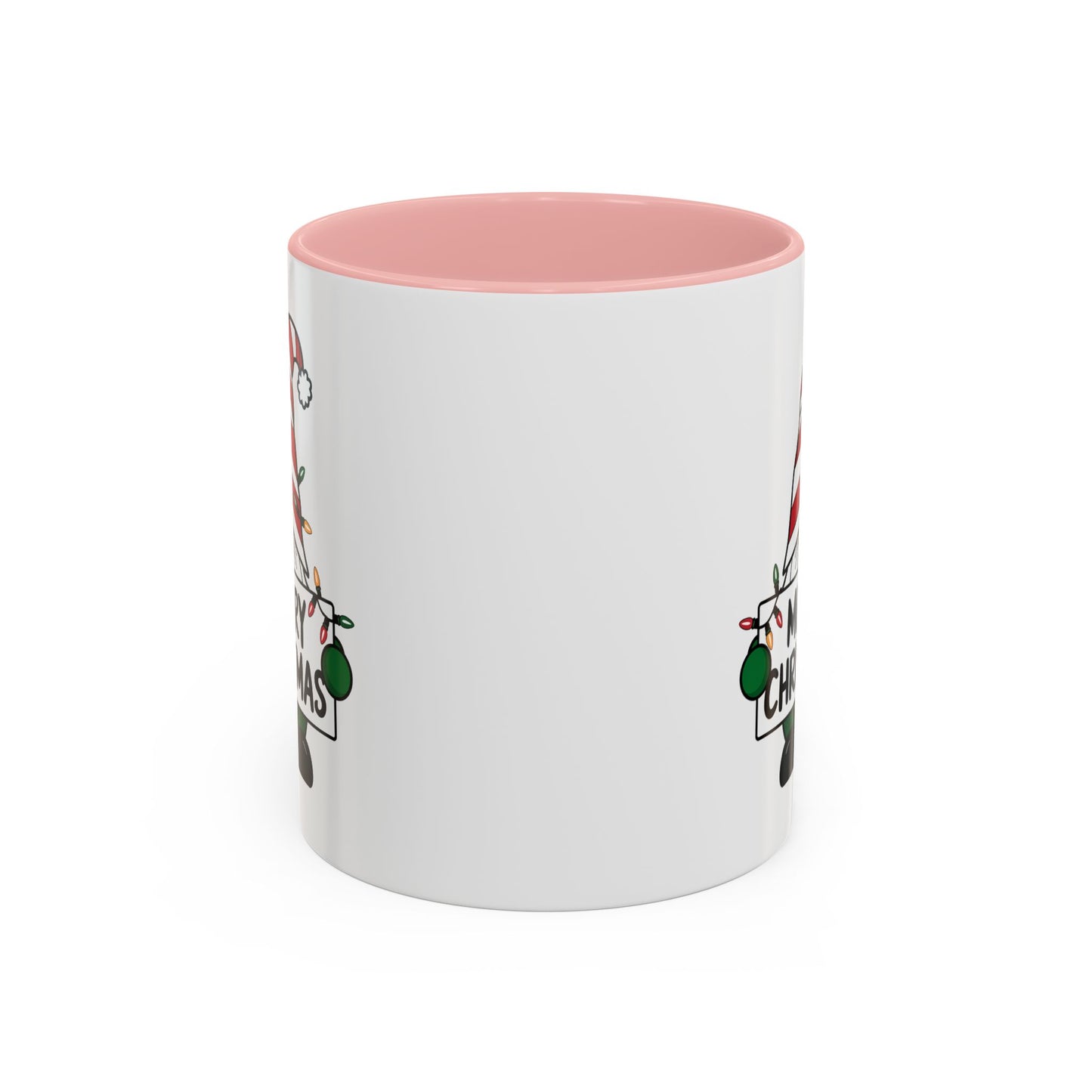 Christmas Mug - Merry Christmas Black Text Gnome Lights