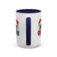 Christmas Mug - Merry Christmas Green Red Yellow and Blue Text Red Hats