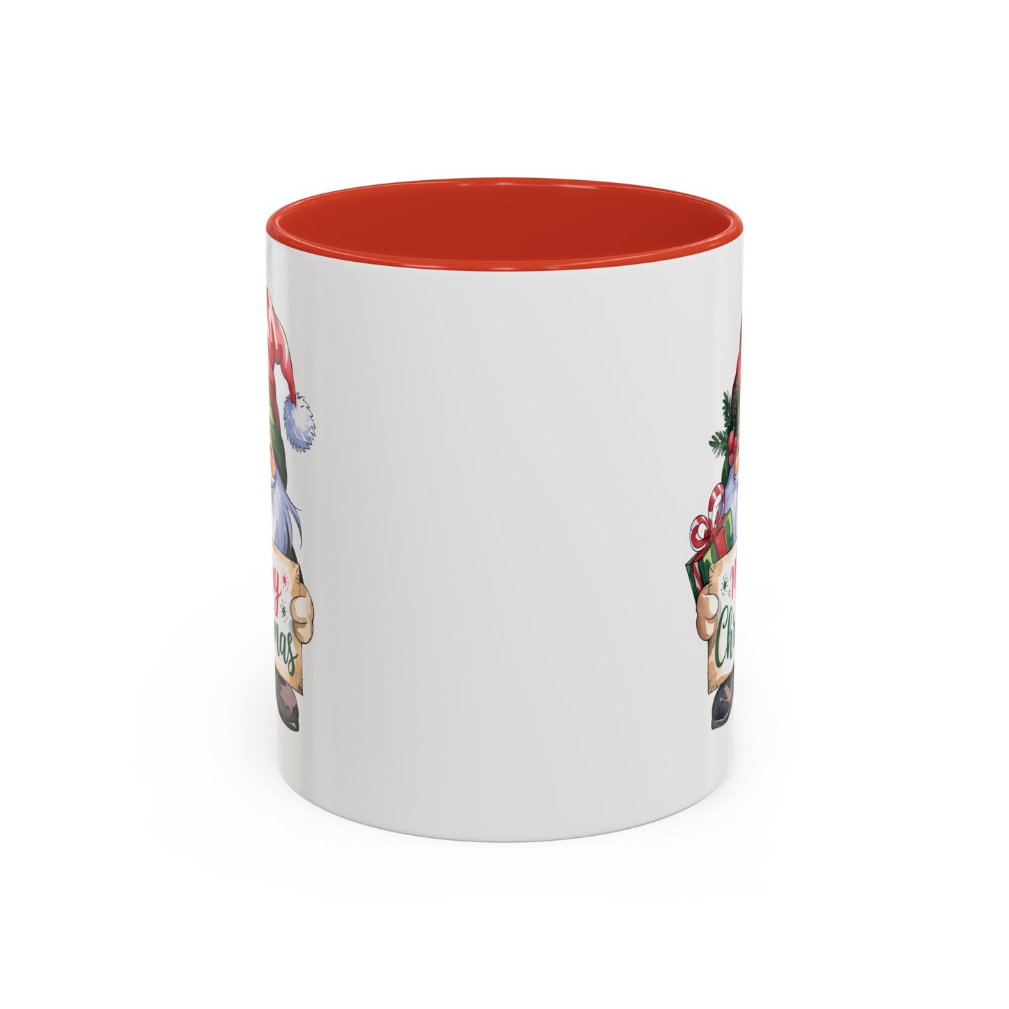 Christmas Mug - Merry Christmas Red & Green Text Gnome Present