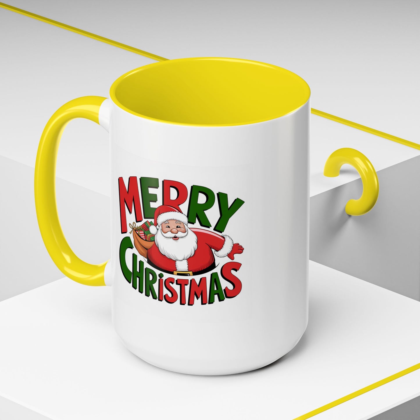 Christmas Mug - Green & Red Text Santa Presents
