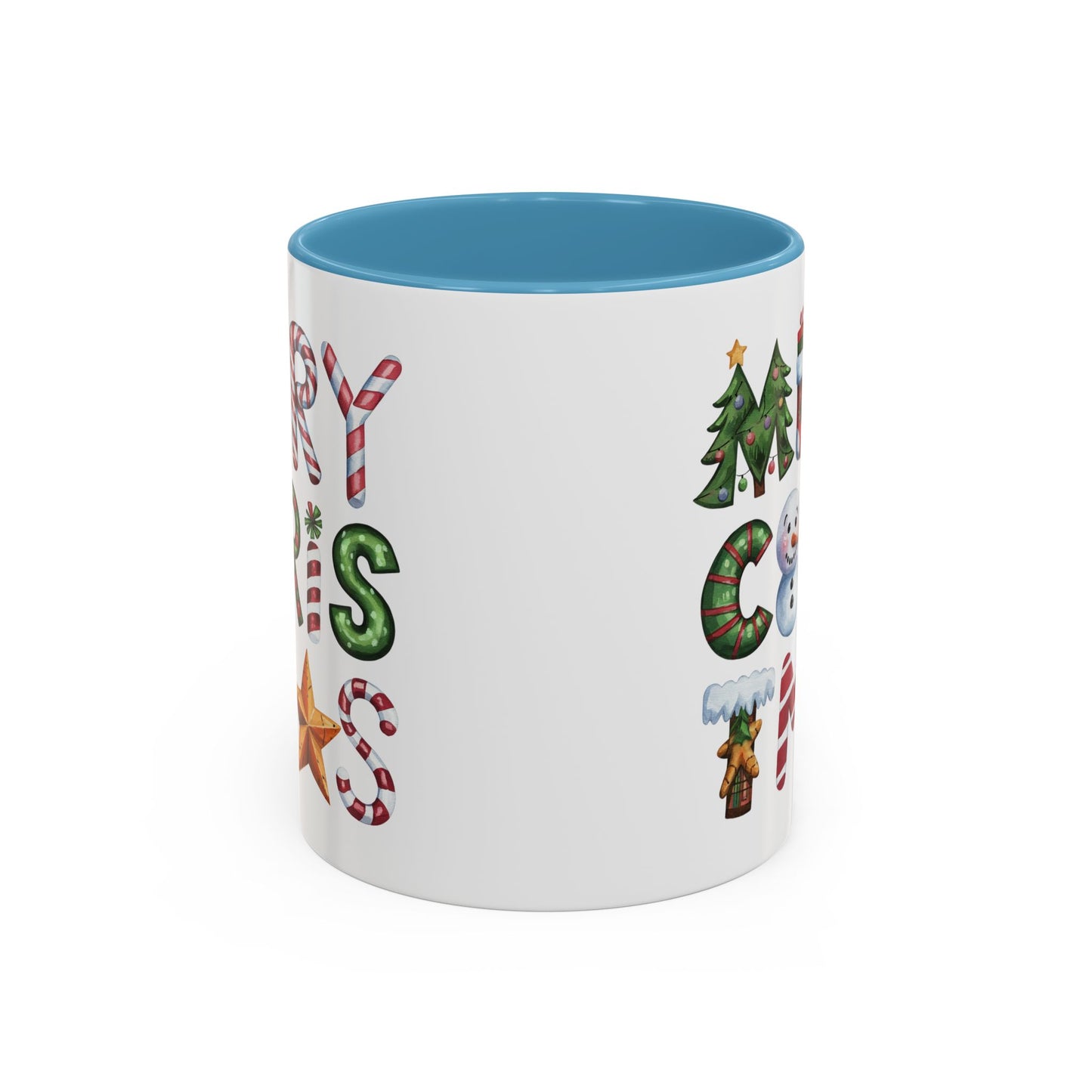 Christmas Mug - Merry Christmas Green Red & Gold Patterned Text