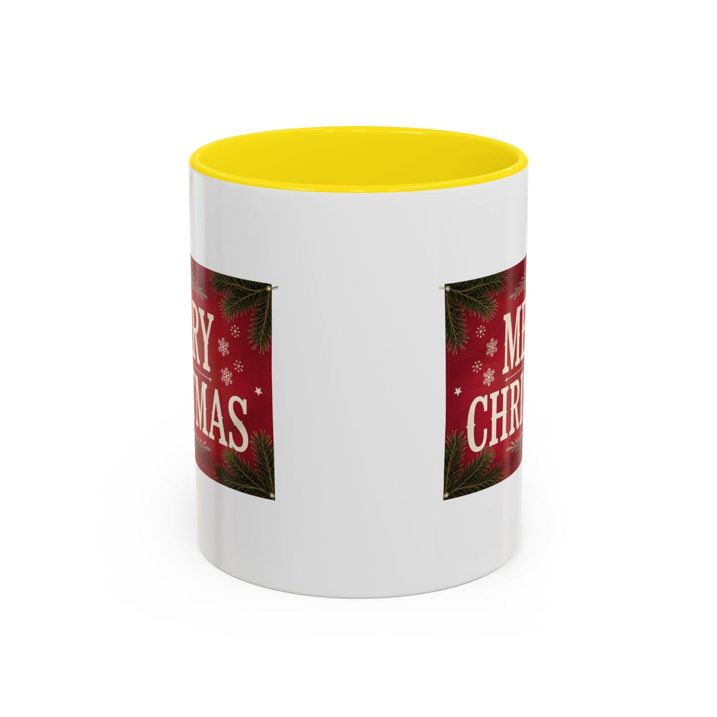 Christmas Mug - Merry Christmas Cream Text Maroon Background