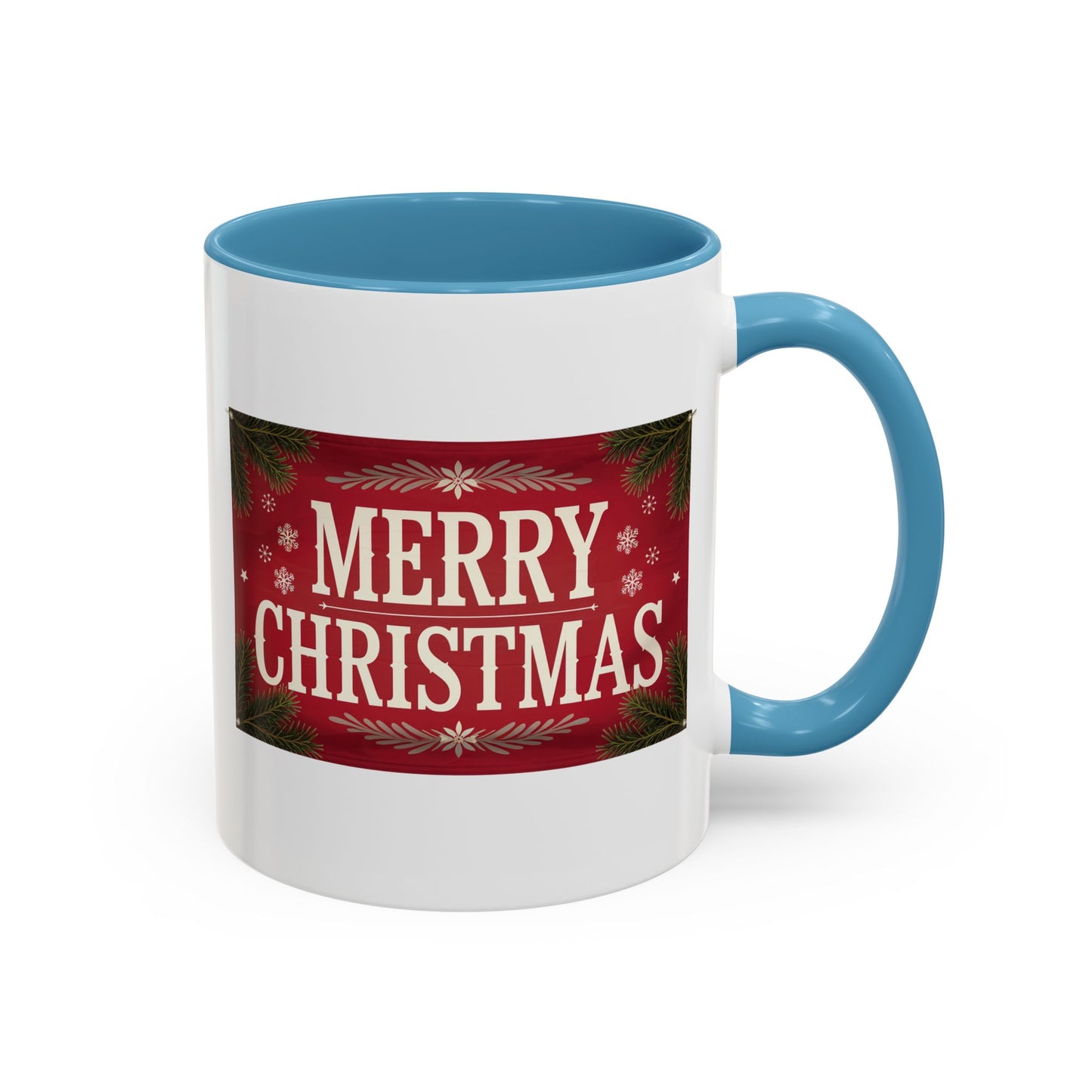 Christmas Mug - Merry Christmas Cream Text Maroon Background