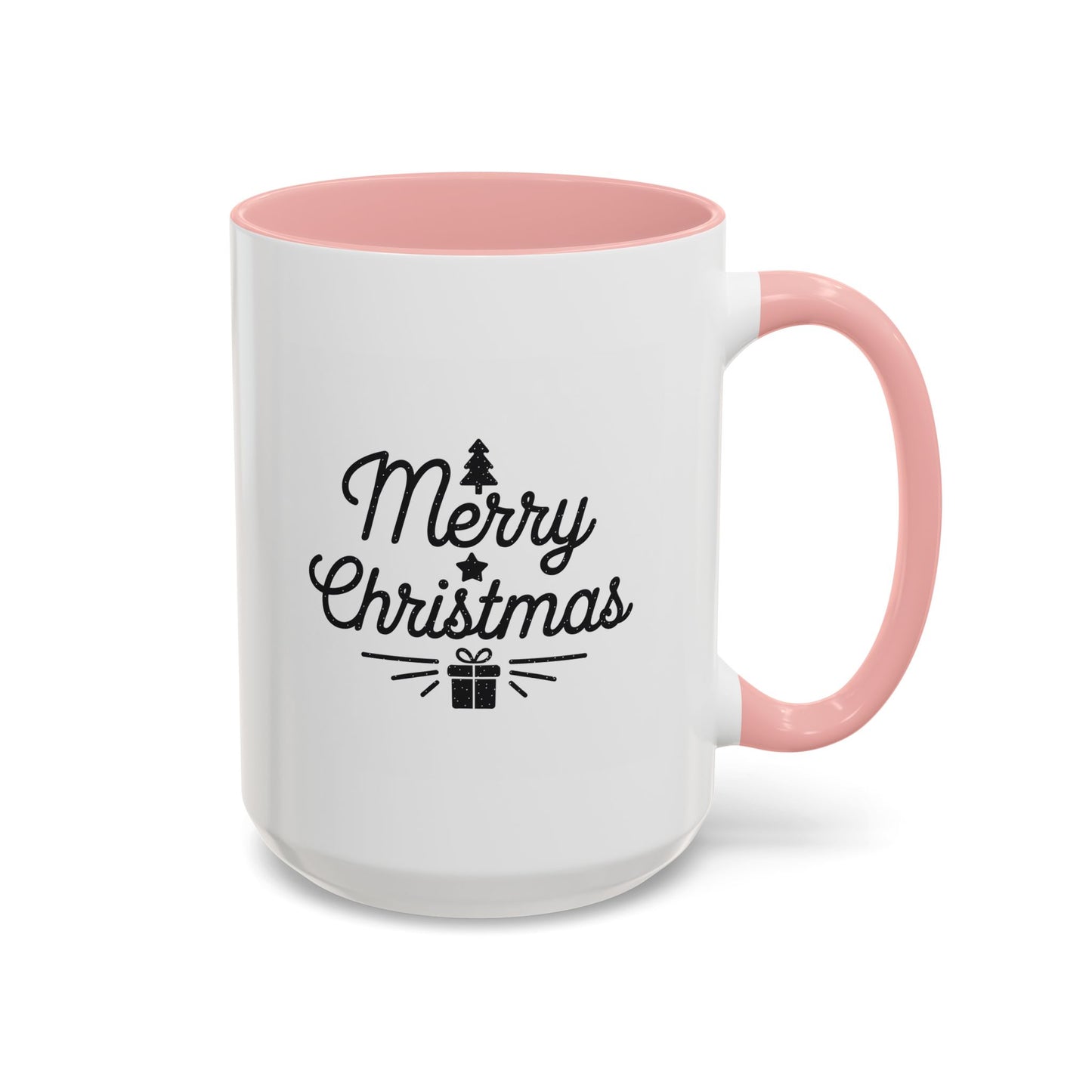 Christmas Mug - Merry Christmas Black Text Tree Star Present