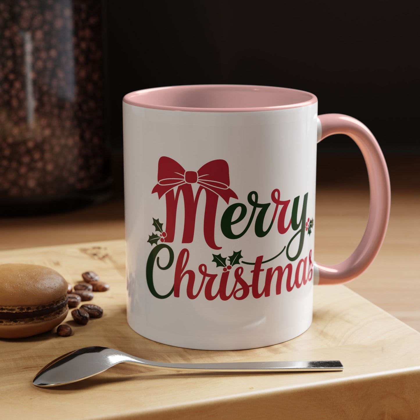 Christmas Mug - Merry Christmas Red & Green Text Bow