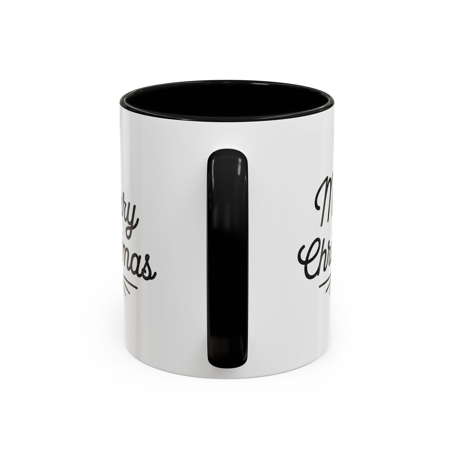 Christmas Mug - Merry Christmas Black Text Tree Star Present