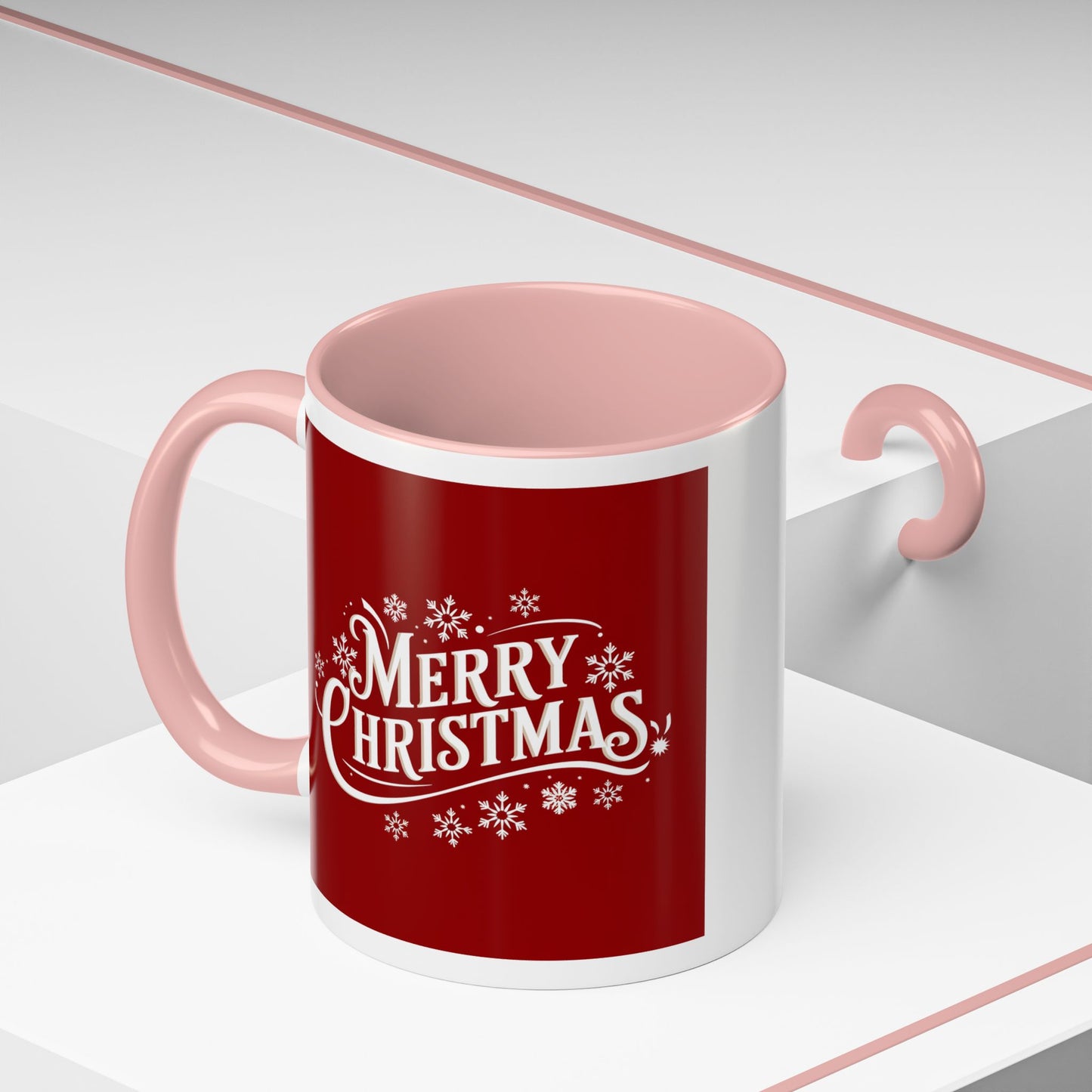 Christmas Mug - Merry Christmas White Text Maroon Background