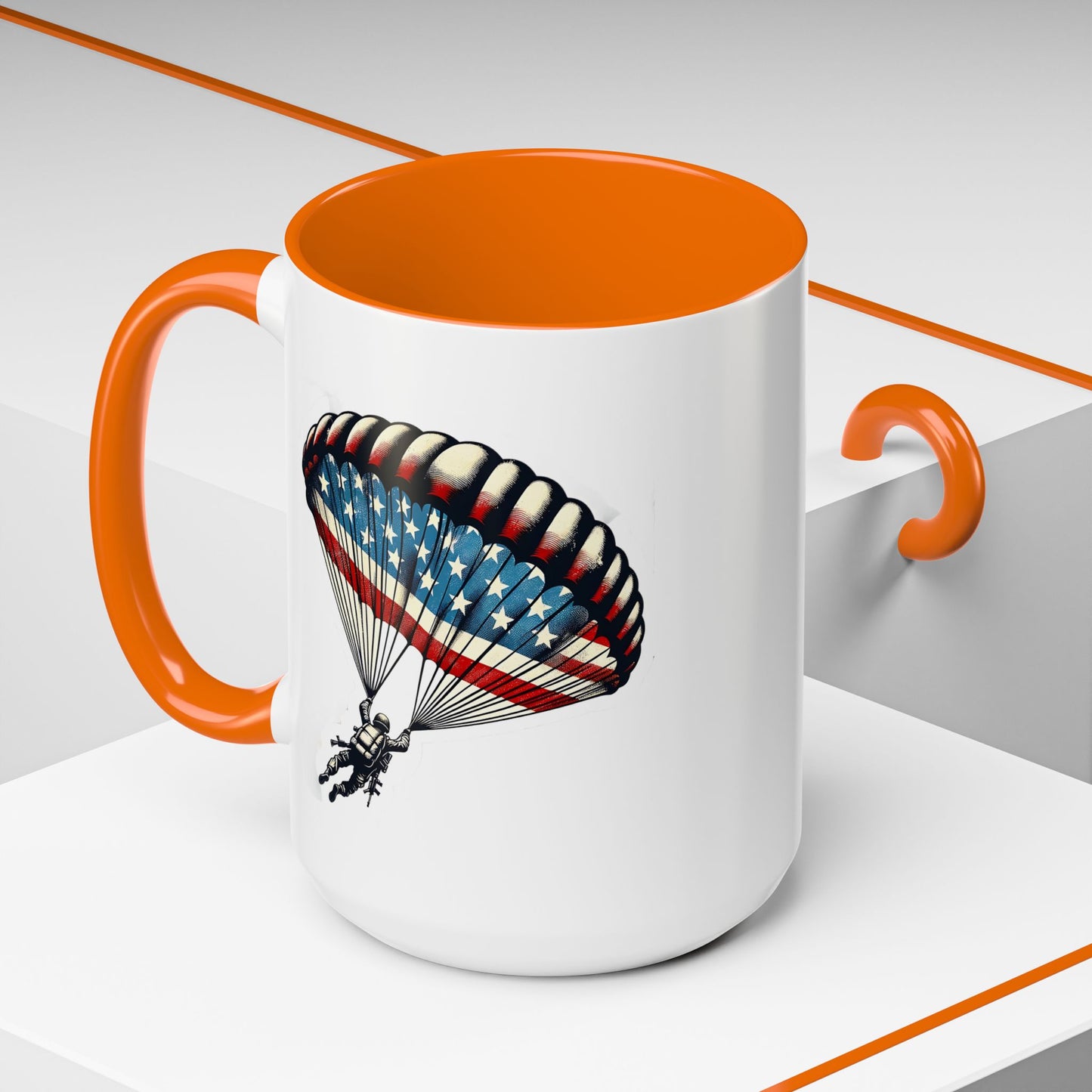 4th of July Mug - Airborne Soldier Parachute Flag