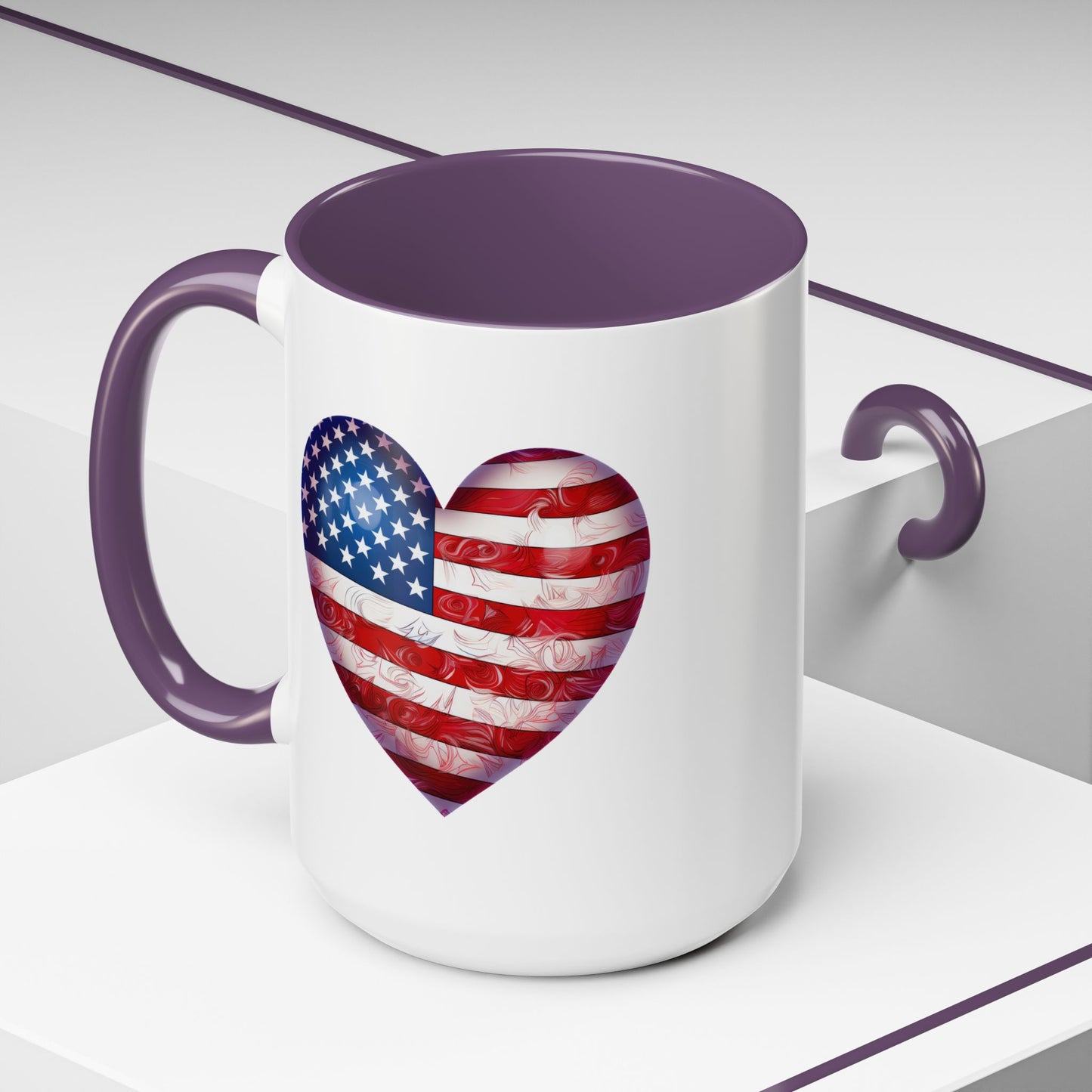 4th of July Mug - Heart American Flag
