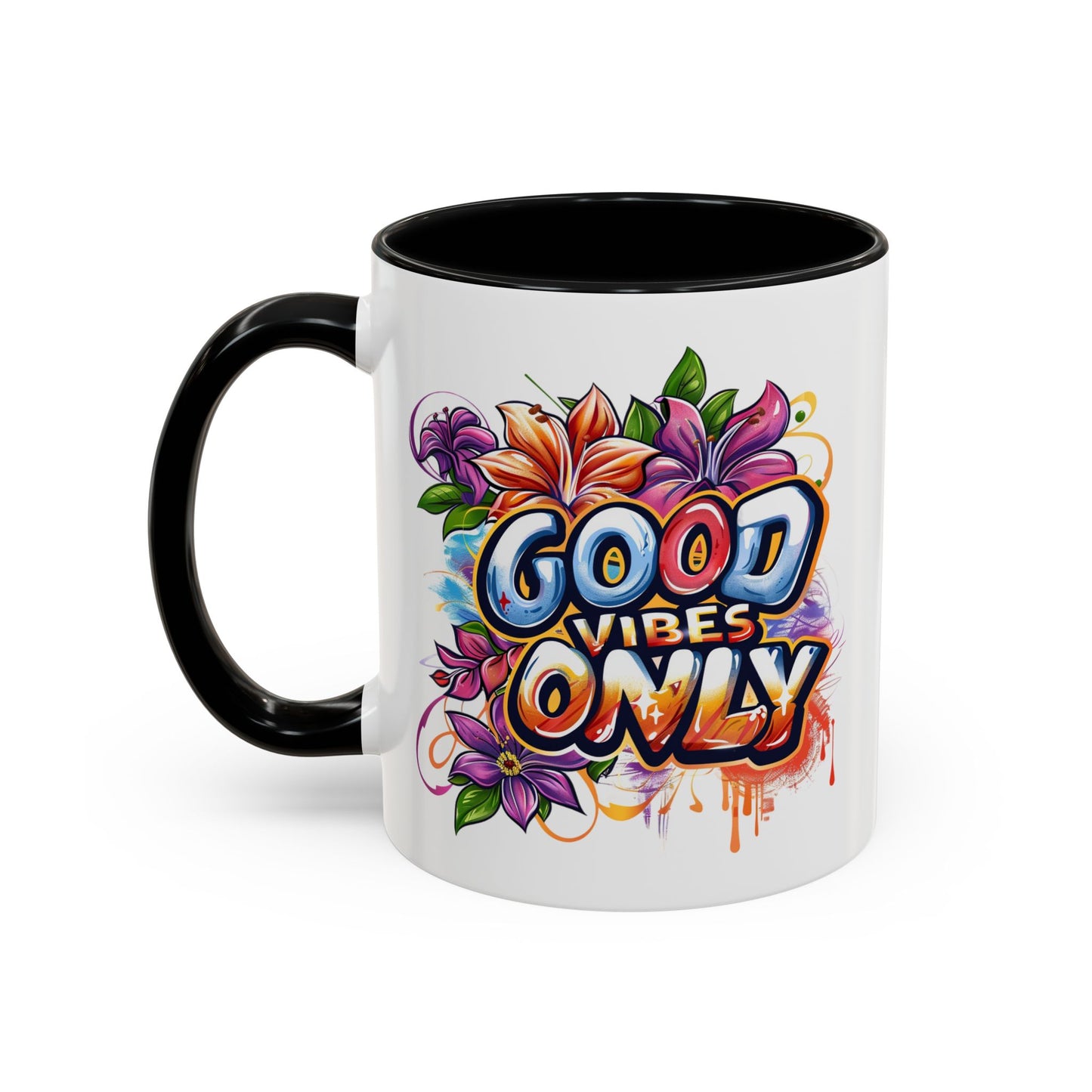 Wellness Mug - Good Vibes Only Graffiti Flowers