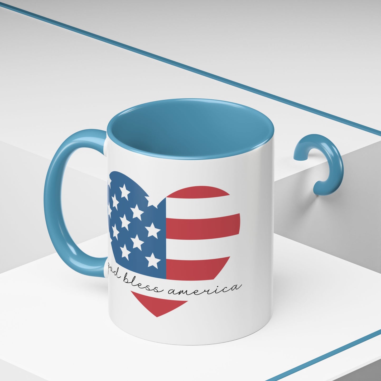 4th of July Mug - God Bless America Flag Heart