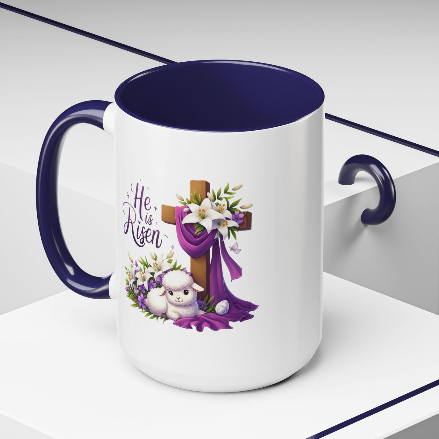 Easter Mug - He Is Risen Cross