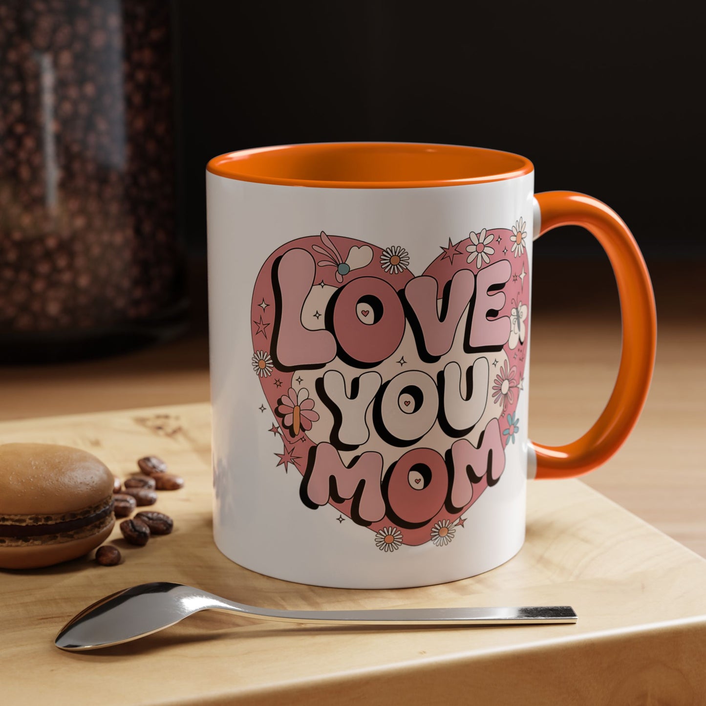 Mother's Day Mug - Love You Mom Retro Heart
