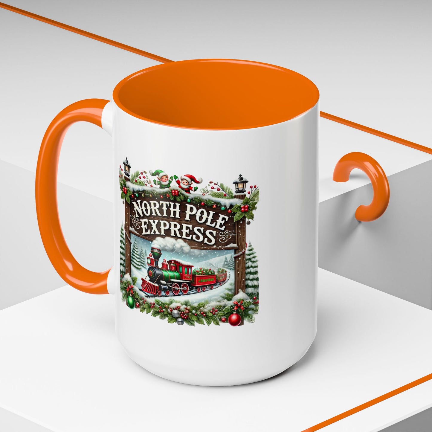 Christmas Mug - North Pole Express Steam Locomotive Decorations