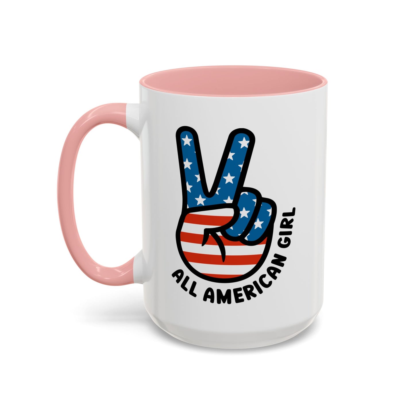 4th of July Mug - All American Girl Peace Sign