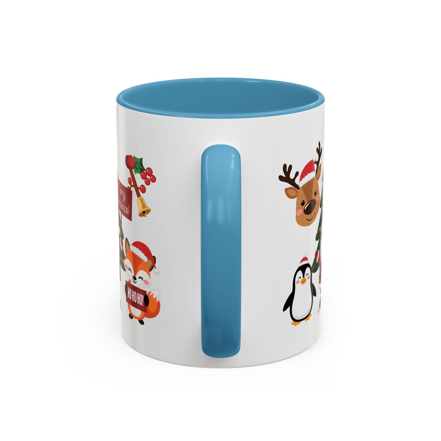 Christmas - Merry Christmas White Text Santa Reindeer Penguin Fox