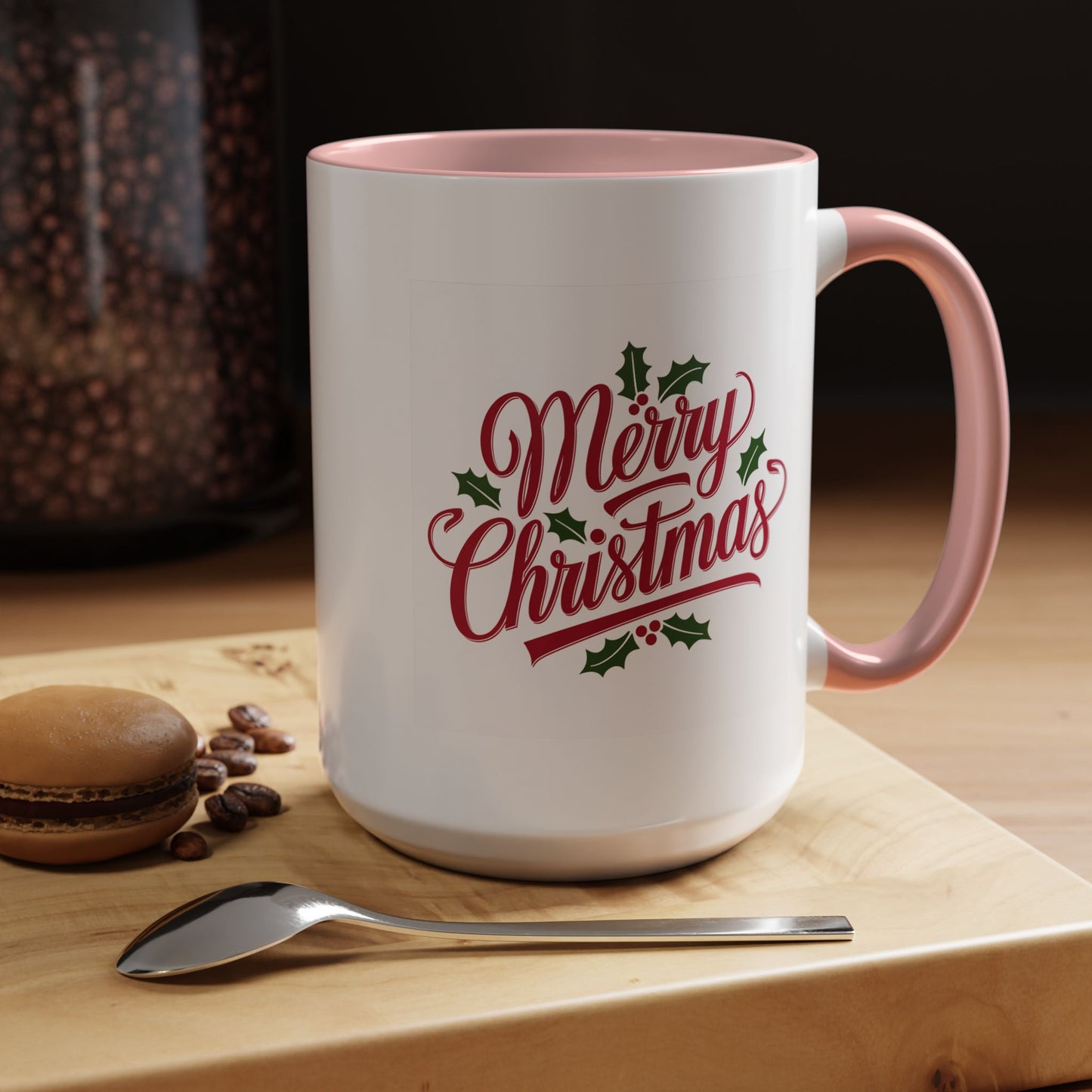 Christmas Mug - Merry Christmas Red Text Mistletoe