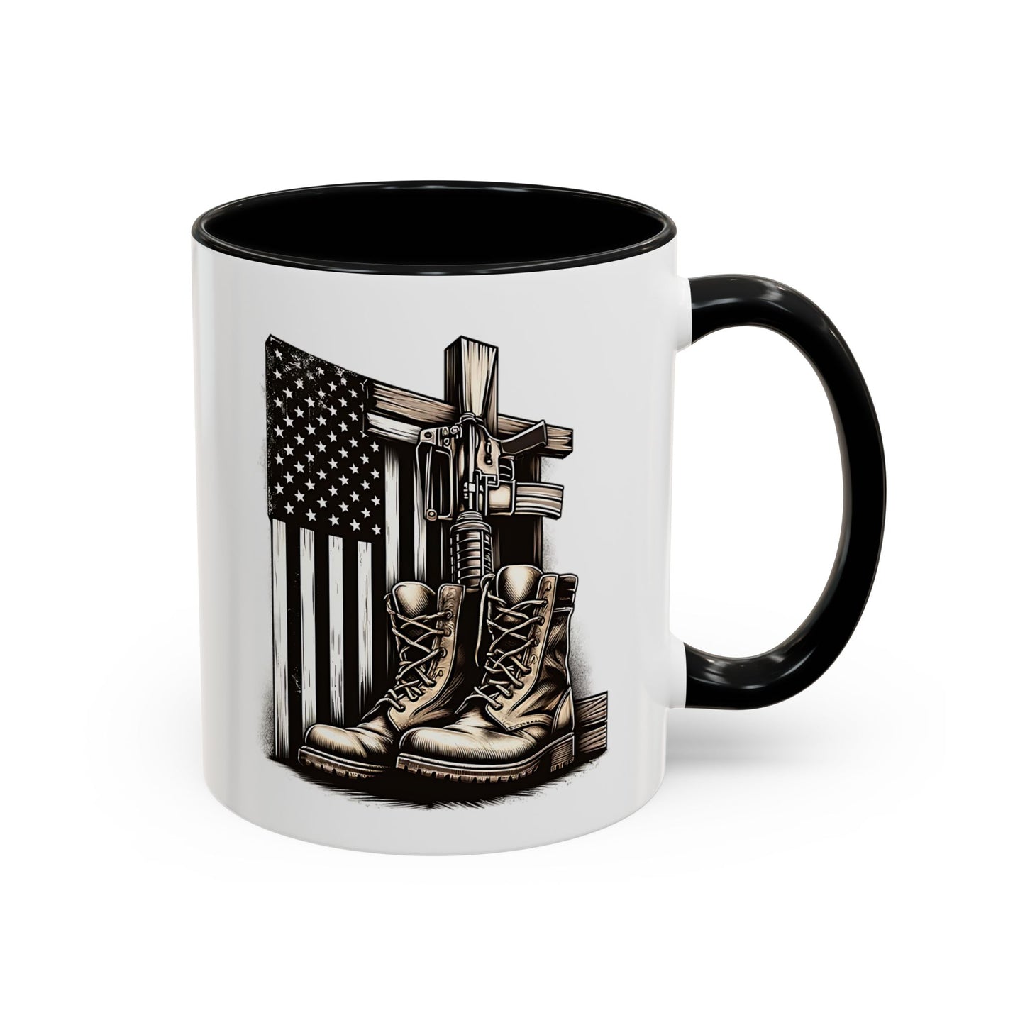 4th of July Mug - Fallen Soldier Boots Flag