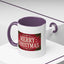 Christmas Mug - Merry Christmas Cream Text Maroon Background
