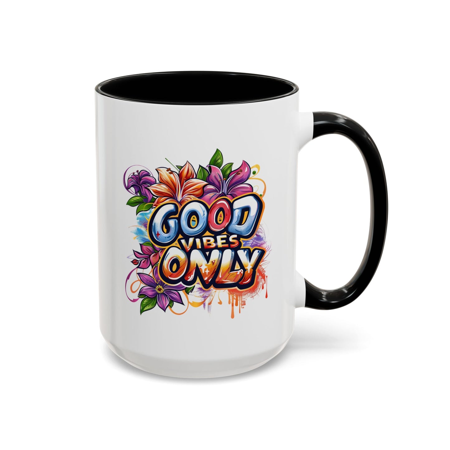 Wellness Mug - Good Vibes Only Graffiti Flowers
