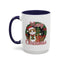 Christmas Mug - Merry Christmas Red Text Cat Presents Wreath