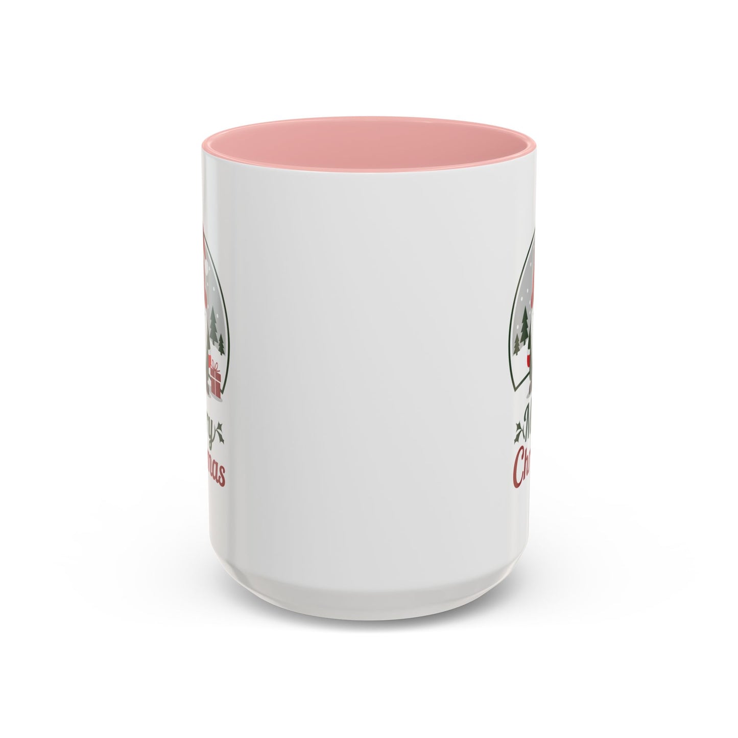 Christmas Mug - Merry Christmas Green & Red Text Gnome Present Trees