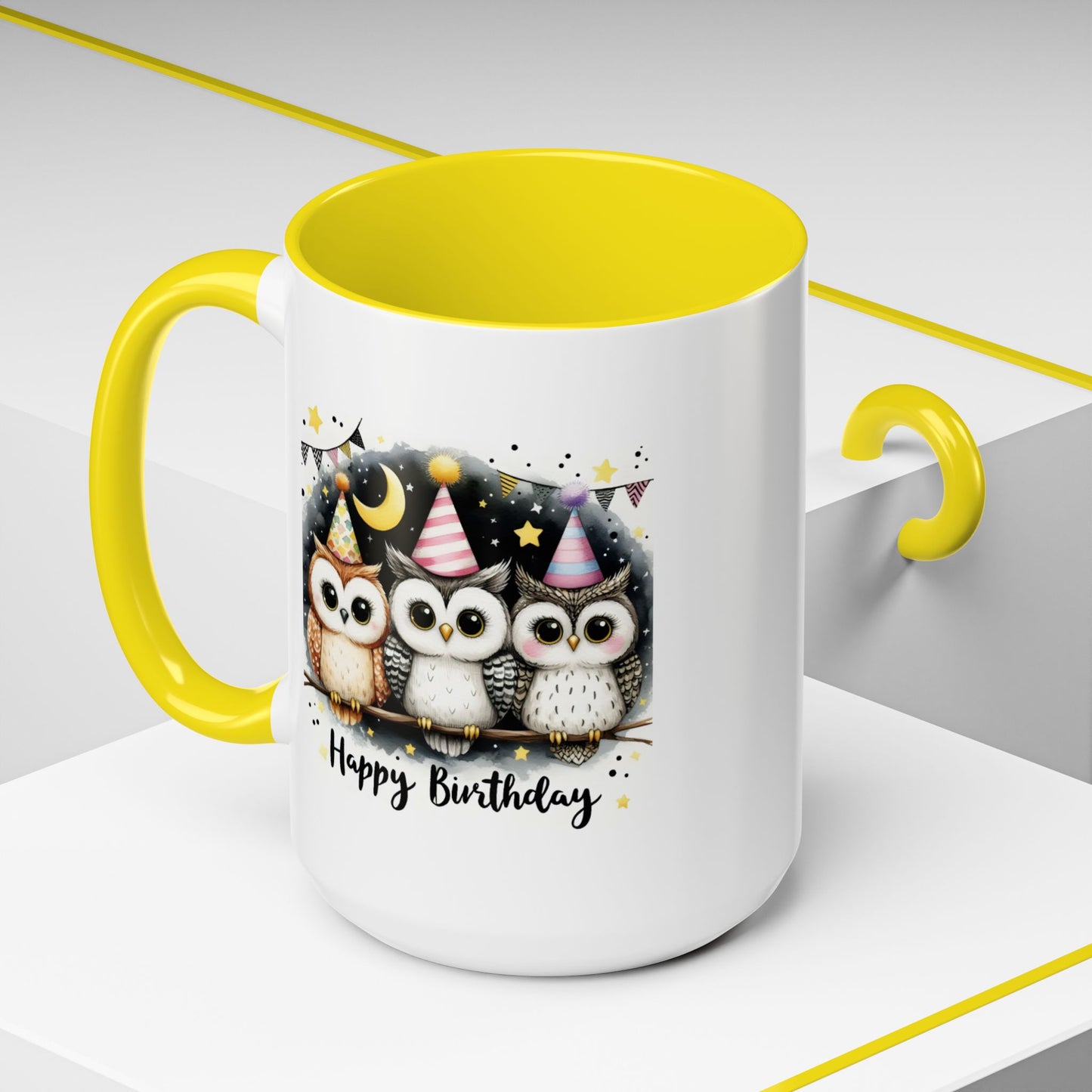 Birthday Mug - Happy Birthday Owls