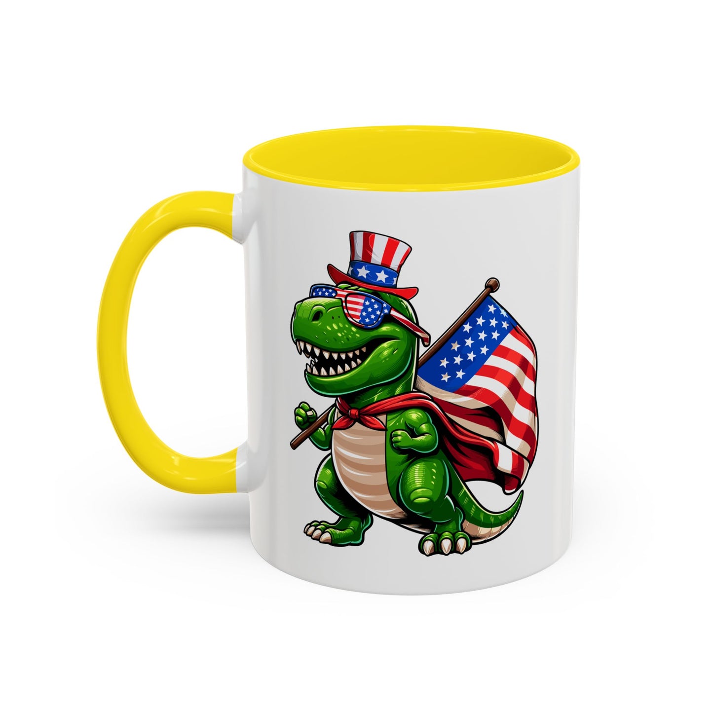 4th of July Mug - T Rex Dinosaur USA Flag