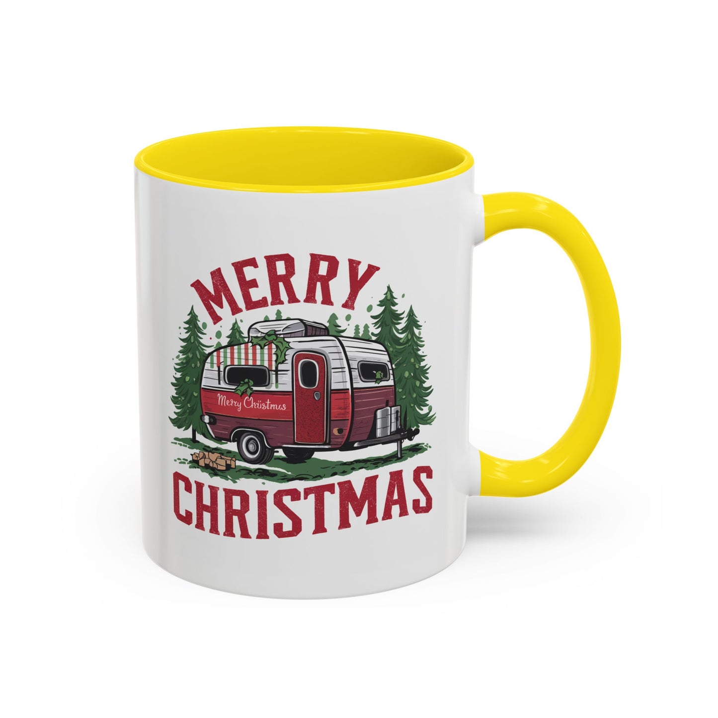 Christmas Mug - Merry Christmas Red & White Camper