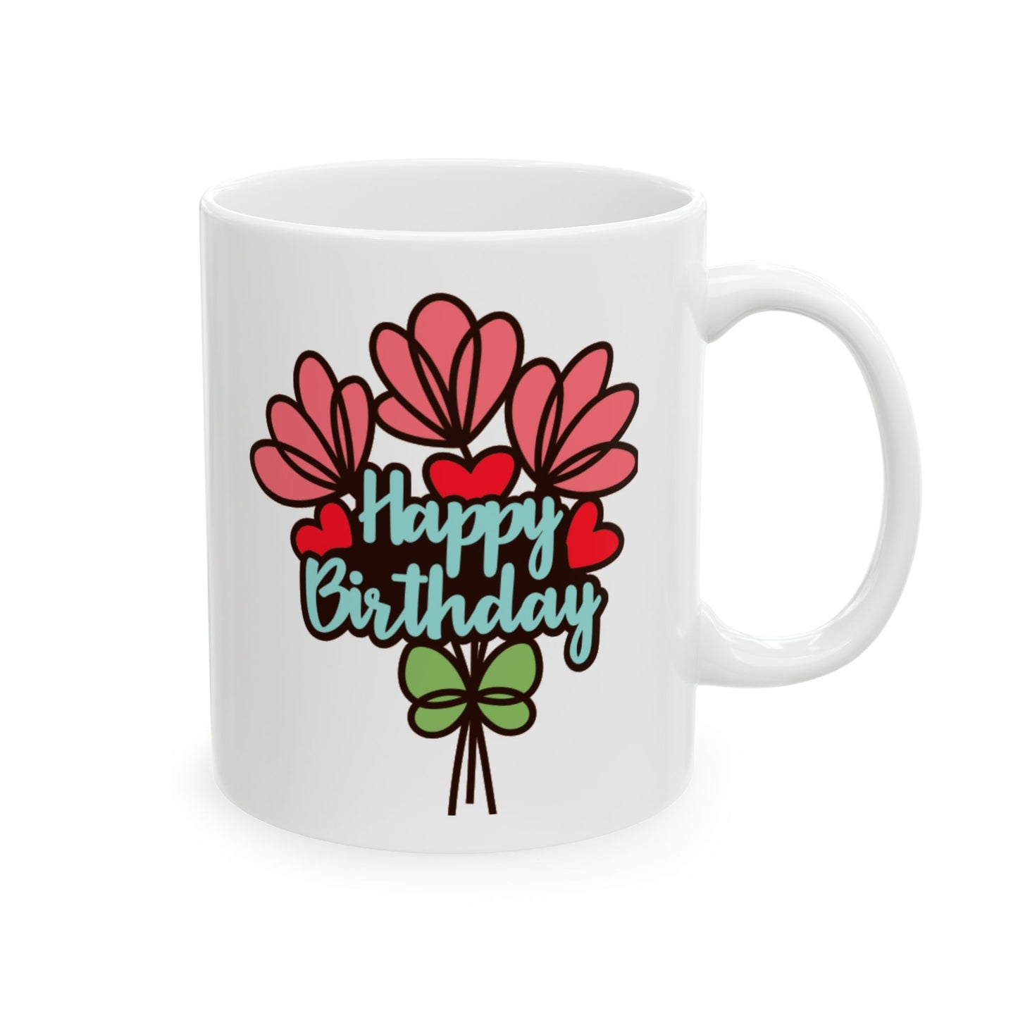 Birthday Mug - Flower Bouquet Hearts
