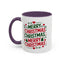 Christmas Mug - Merry Christmas Green & Red Text Trees Hearts Snowflakes Stars