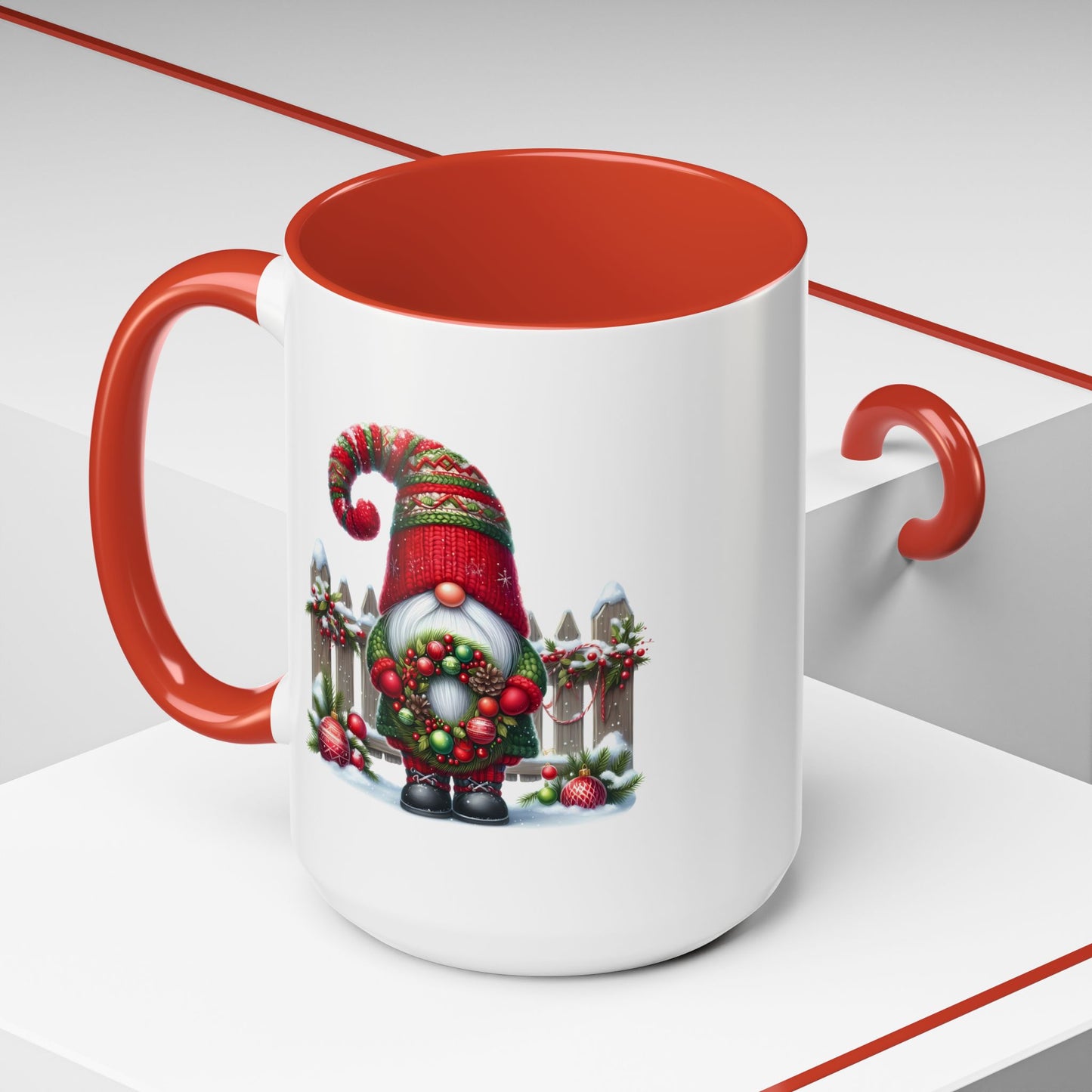 Christmas Mug - Gnome with Christmas Wreath