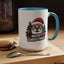 Christmas Mug - Merry Christmas White & Black Text Santa Trees Presents