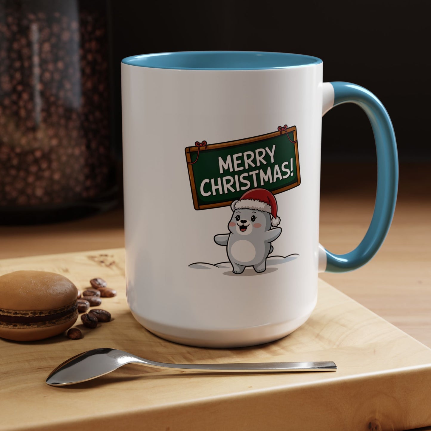 Christmas Mug - Merry Christmas White Text Seal Pup
